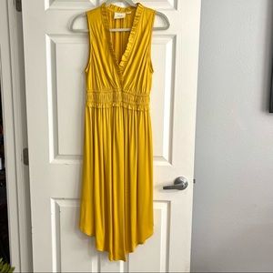 Maeve Golden Yellow Dress with Ruffled Neckline